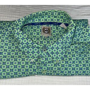 Cinch XXL Mens Long Sleeve‎ Button Down Shirt Green Blue Pattern Western